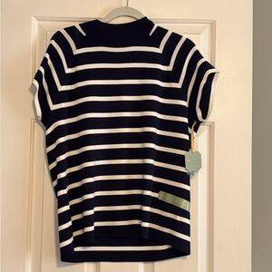 Extra Large blue and white striped short sleeve Blouse from Ryegrass